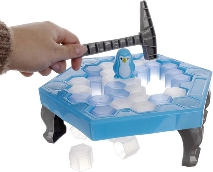 Thrilling dexterity game: tap out the ice, but don’t knock down the penguin