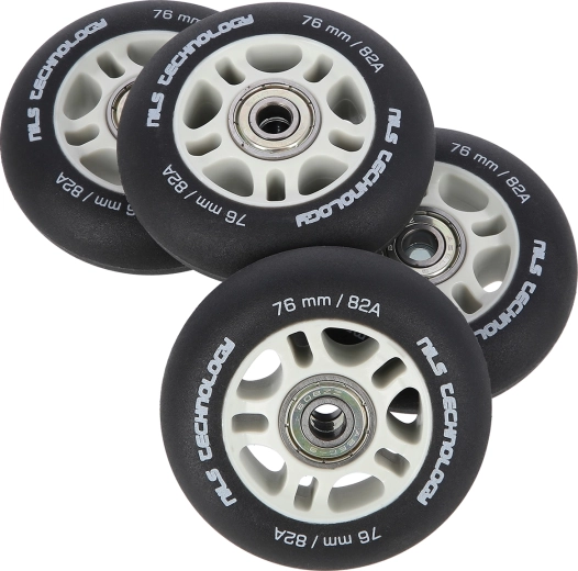 Mat kolesa za inline rolanje NILS Extreme 76 mm 82A z ležaji ABEC 9, črna, set 4 kos