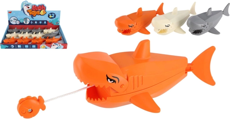 Plastični morský pes na navijanje za vodo 13 × 8 cm, 3 barve