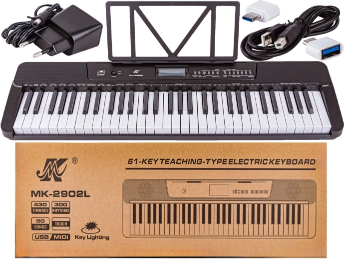 Meike elektronska klaviatura z osvetljenimi tipkami, 61 tipk, MIDI