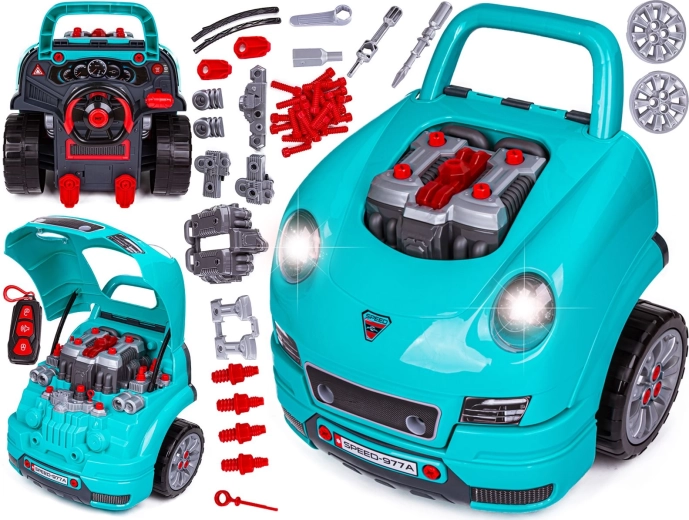 Mechanical Porsche set – disassemblable car with screw-together engine (61 parts) - 1 piece