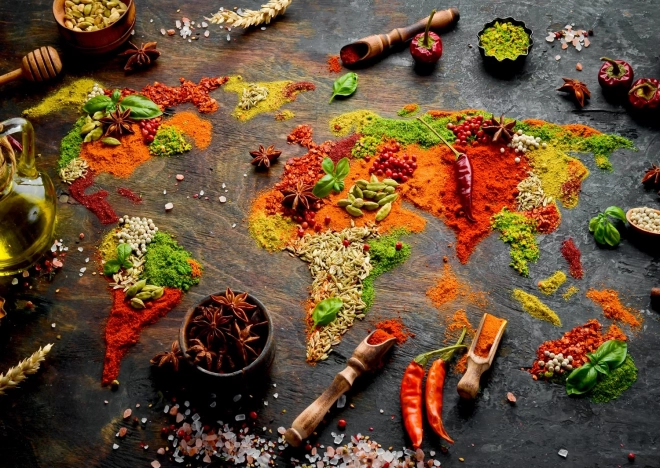 Sestavljanka Zemljevid sveta iz začimb 1000 koščkov