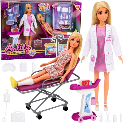 Komplet Anlily Collection: zdravnica z bolnico, bolniška postelja in medicinski voziček