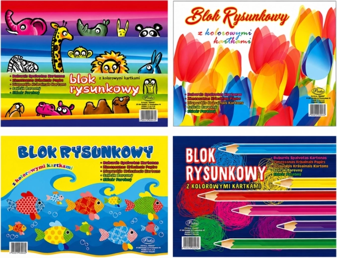 Barvni risalni blok A4, 16 listov, 80 g/m² PROTOS - 1 kos