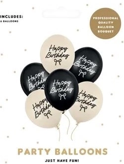 Baloni Strong Happy B-day z mašlicami, mešanica barv, 30 cm