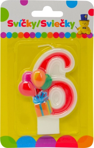 Rojstnodnevna svečka z baloni – številka 6