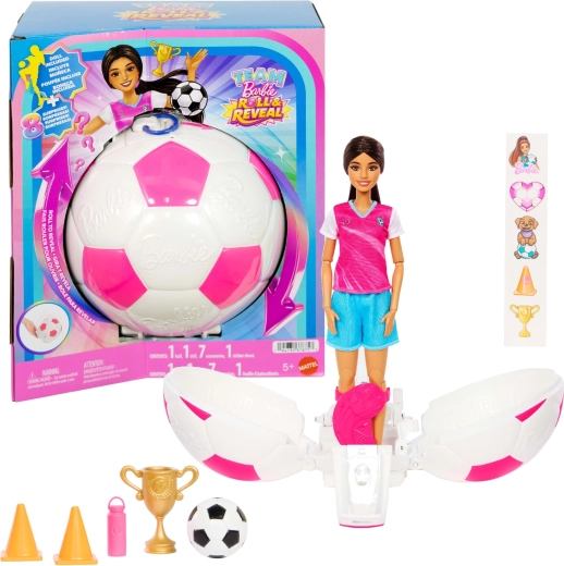 Mattel Barbie Team Roll and Reveal nogometašica z dodatki