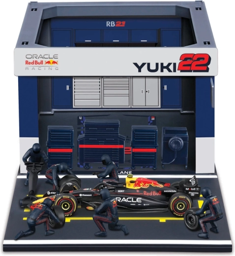 Bburago Formula Racing F1 Pit Pass komplet Oracle Red Bull Racing RB21 (2025) Yuki Tsunoda 1:43
