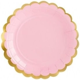 Disposable paper plates light pink 18 cm - 1 piece