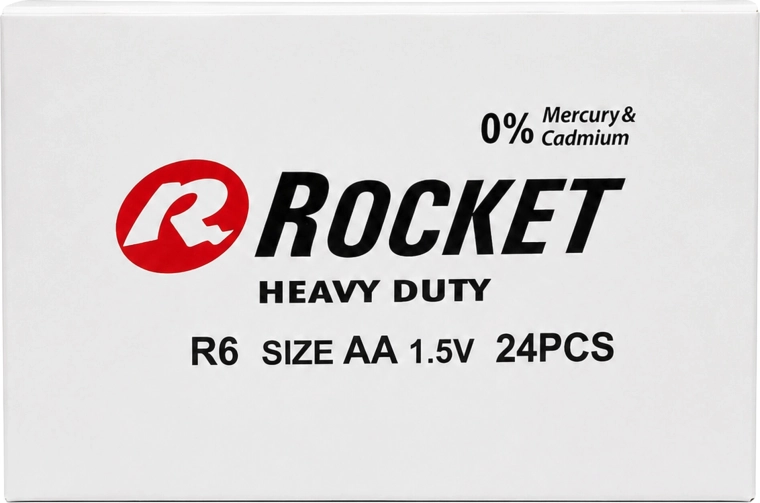 Rocket AA (R6) 1.5 V zinc-carbon batteries – pack of 24 pcs (6×4)