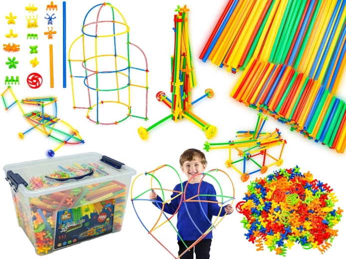 Glow-in-the-dark 3D construction sticks in a suitcase – 1000 pieces