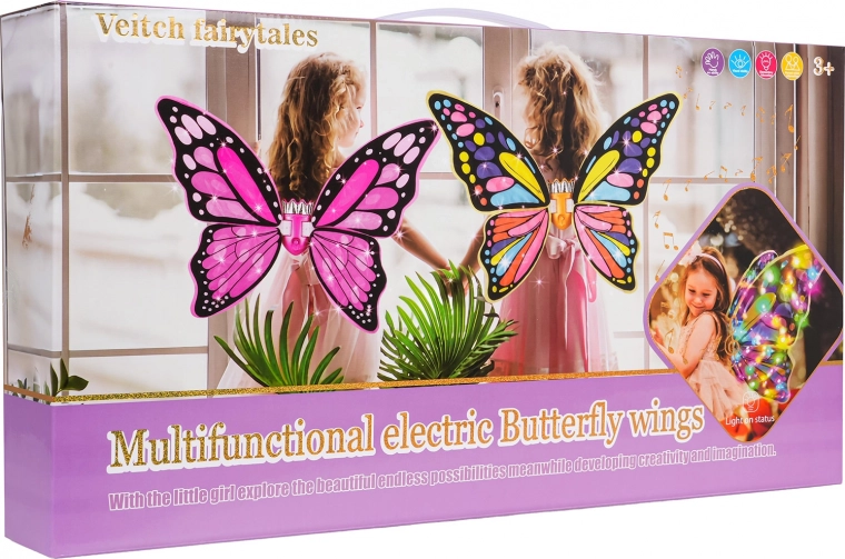 dekliški kostum metulje vile z mavrično obleko in krono