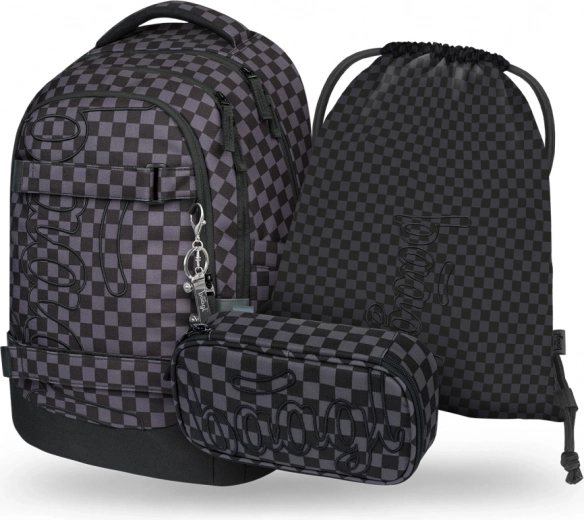 Komplet šolskih potrebščin BAAGL Skate Max siva: nahrbtnik, peresnica in vrečka