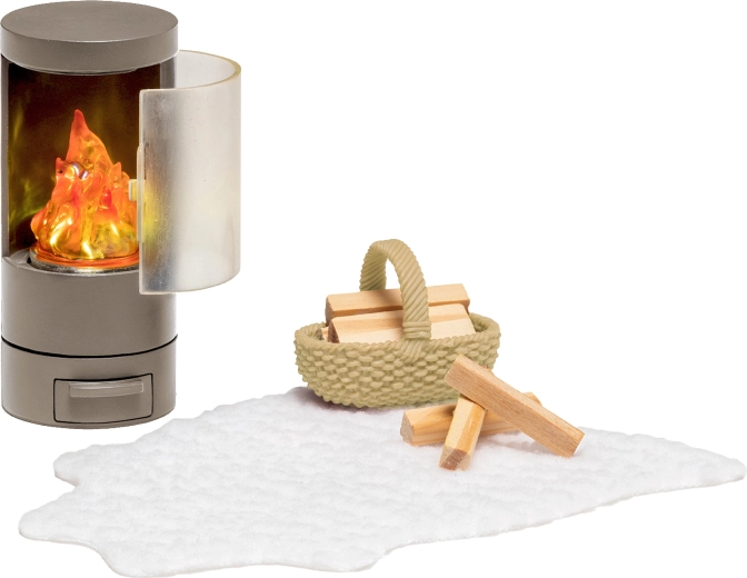 Lundby kamin z dodatki za hišico za punčke