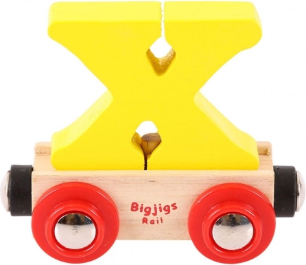 Leseni vagonček s črko X - Bigjigs Rail
