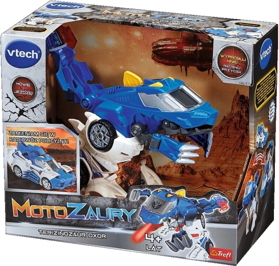 VTech Motozavri Terizinozaver Oxor – interaktivna igrača 2v1 policijski avto