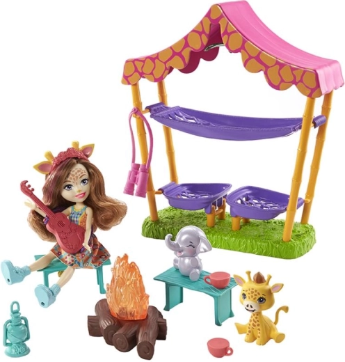 Komplet z lutko Enchantimals Kampiranje na savani