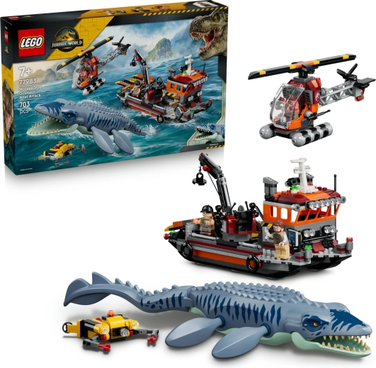 LEGO Jurassic World napad mosazavra na ladjo