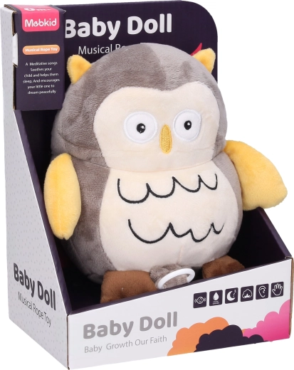 Wind-up plush owl with lullaby 19 cm