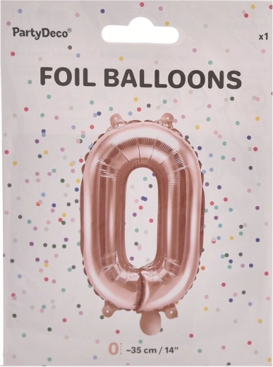 Folijski balon številka 0 biserno rožnat 35 cm