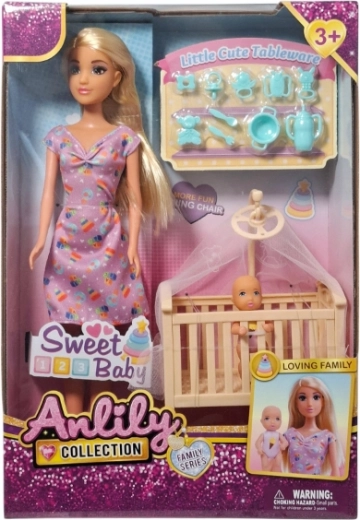 Doll set with baby and accessories