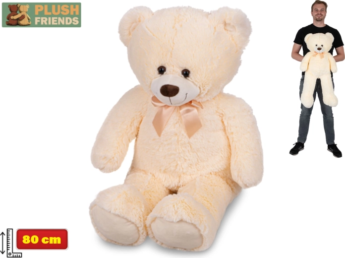 Plišasti medved 80 cm bež z mašno