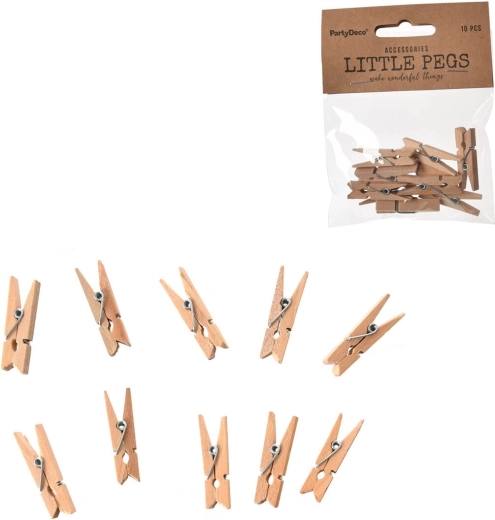 Mini lesene ščipalke rjave 3,5 cm (10 kos)