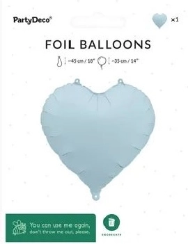 Folijski balon srce megleno moder 45 cm
