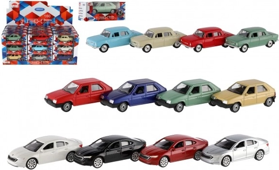 Model avtomobila Škoda 1:60 Welly, kov in plastika, 7 cm, prosti tek, mešanica barv v škatlici