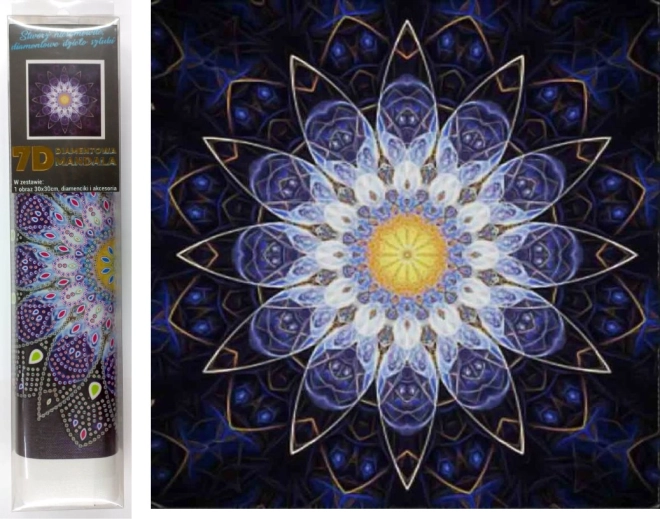 Diamantno slikanje 7D – modra mandala 30 × 30 cm