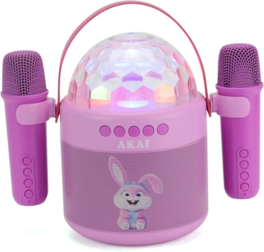 AKAI JoyBox Kids otroški karaoke set z zvočnikom, 2 brezžičnima mikrofonoma in RGB LED