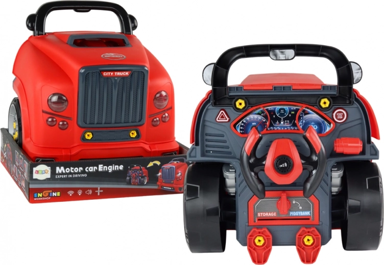 Rdeča delavniška otroška igrača – razstavljiv tovornjak