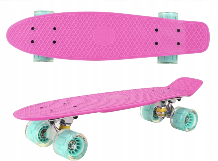 Plastični penny board s svetlečimi koleščki Pink Mint
