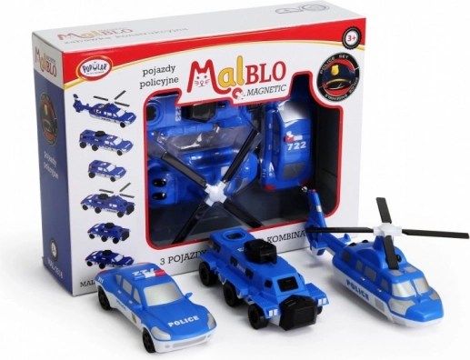 MalBlo magnetna policijska vozila – kreativna sestavljanka za otroke