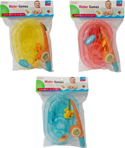 Igrača za kopel – čolniček z ribiško palico in ribicami