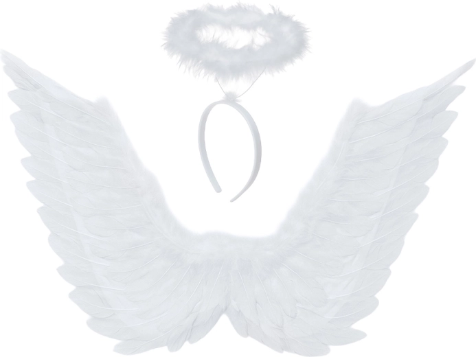 Ruhhy angelska krila z avreolo bela 46 × 48 cm – 1 kos