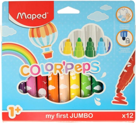 Flomastri za male otroke 1+ MAPED Color’Peps Early Age, 12 barv