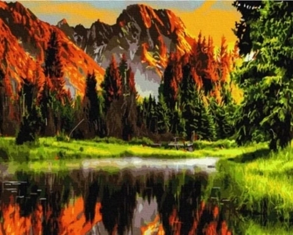Norimpex slikanje po številkah Gore nad ribnikom jeseni 40 × 50 cm