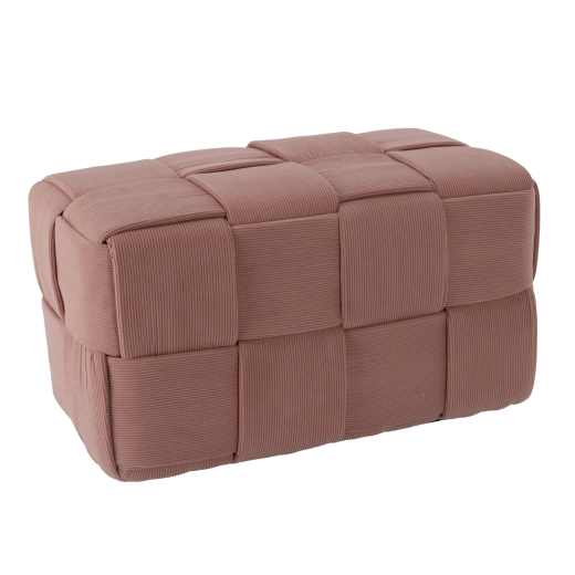 Rožnata pletena pravokotna pufa 72 × 38 × 38 cm