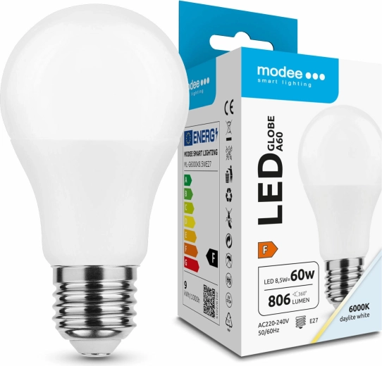 LED žarnica E27 8,5 W hladno bela MODEE SMART LIGHTING Globe A60