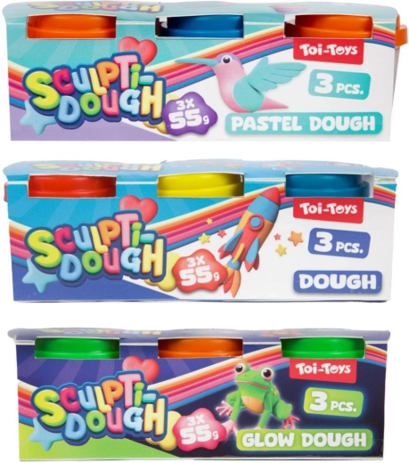 Modeling clay 3×55 g in cups, 3 types, from 12 months