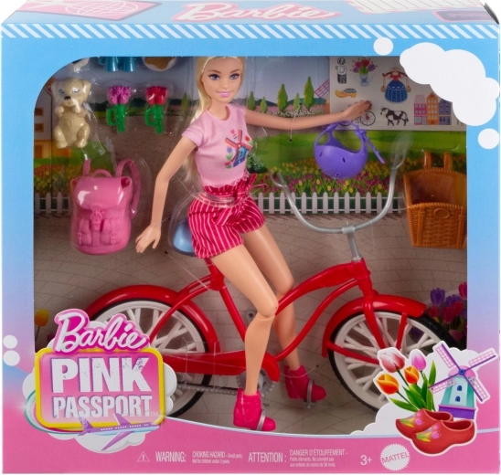 Barbie na kolesu s psičkom – potovalni set Rožnat potni list