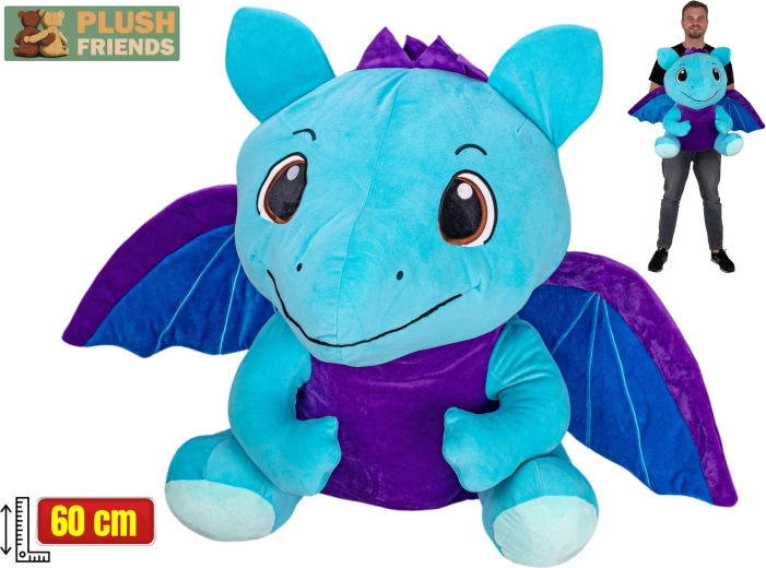 Plush Friends modri plišasti zmaj 60 cm sedeči