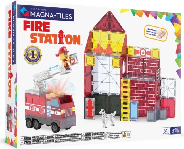 Magna-tiles magnetna gradbena igrača gasilski dom (50 delov)