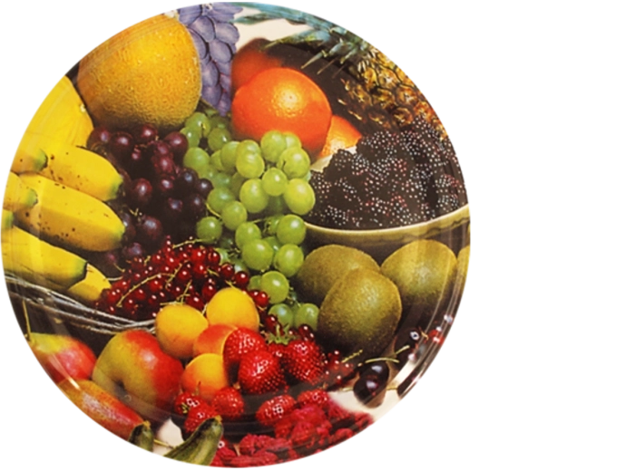 Pokrovčki za vlaganje s motivom banane 66 mm, 4-zapirni, 1100 kos