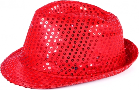 Disco klobuk z LED svetlobo – rdeč za odrasle