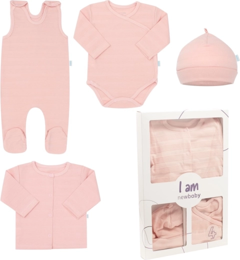 4-piece newborn set NEW BABY I AM, pink, size 56 (0–3 m)