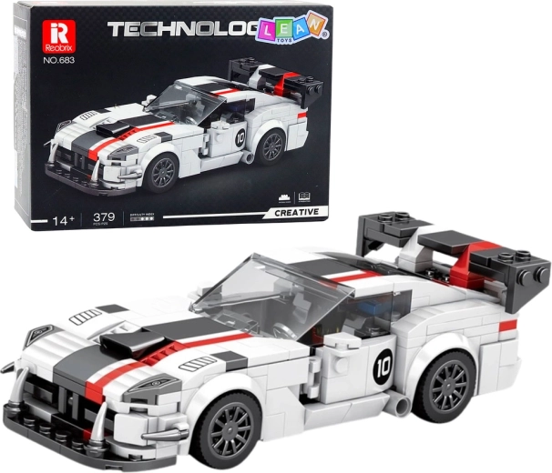 Gradbeni komplet športni avto Viper – belo-rdeč, 379 delov