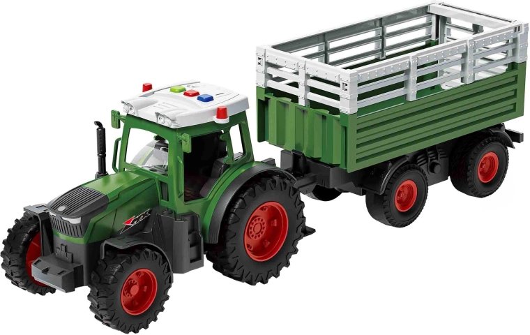 Traktor s prikolico s svetlobnimi in zvočnimi učinki 42 cm