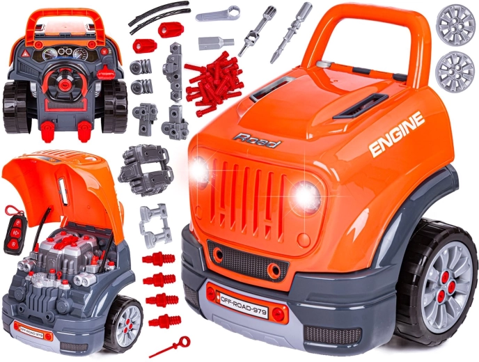 Mechanical set – disassemblable off-road jeep with sounds and lights, 61 pieces - 1 piece